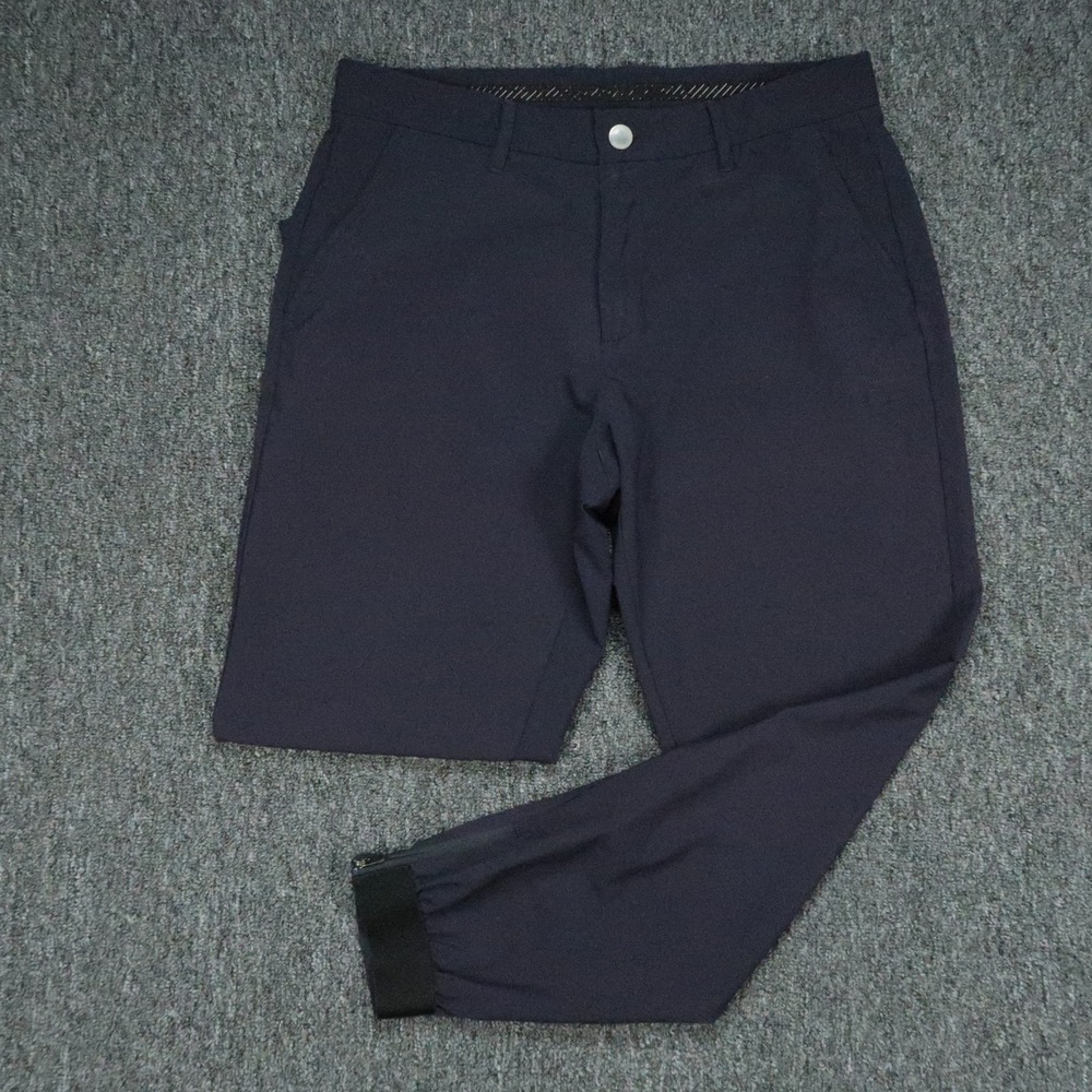 Primo Golf Pants Mens 32x27 Blue Ankle Zip Tapered Stretch Flat Front